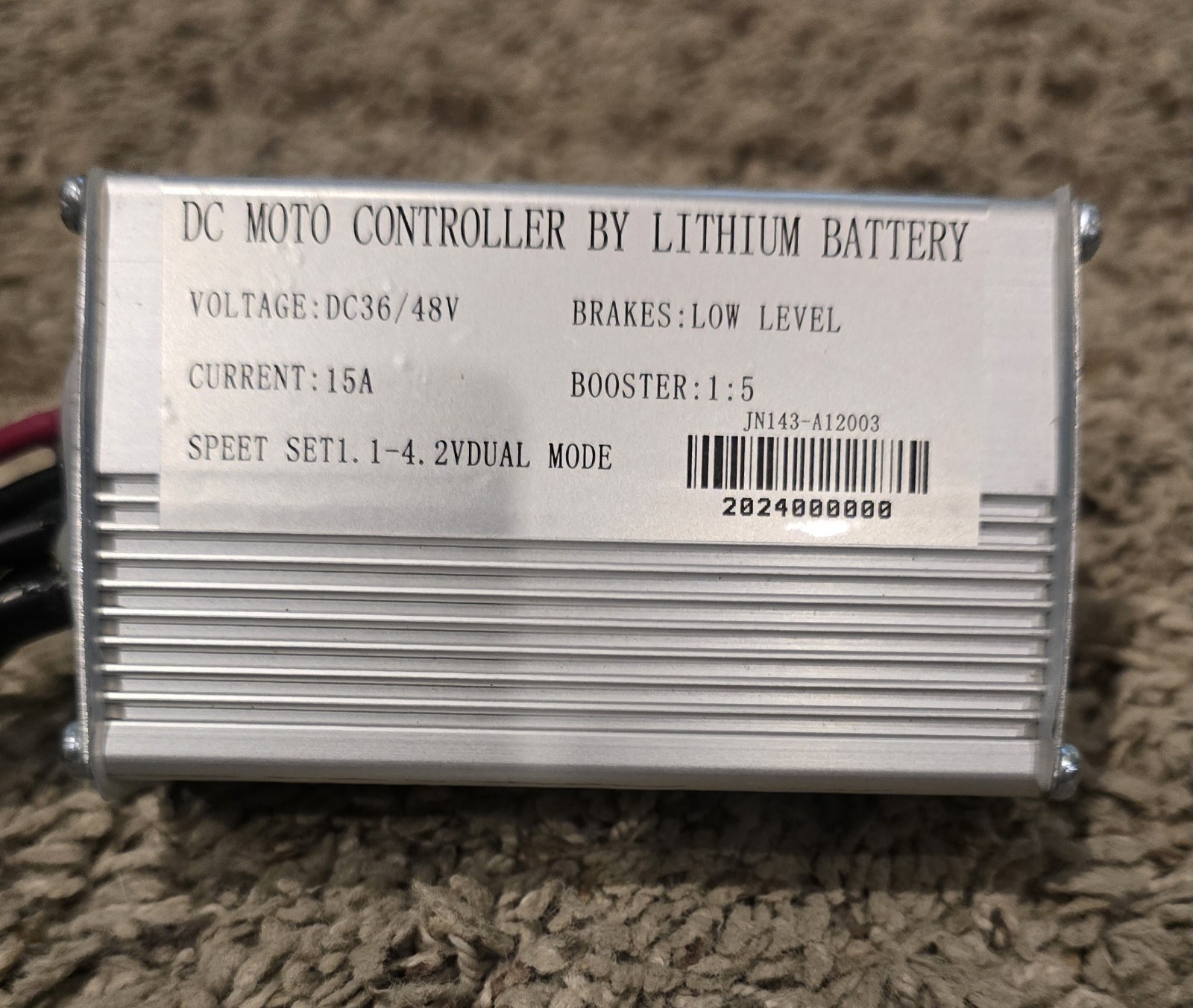 E-bike JN 36V/48V 15A 250W 9 PIN Square wave controller with light wire & Remote