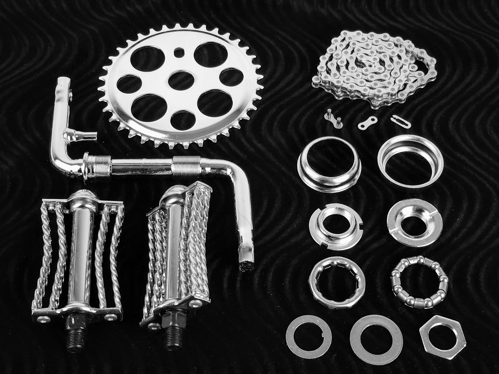 OG LOWRIDER – Regular CRANK PKG – Lucky 7 Butterfly Square Twisted Pedal Chrome