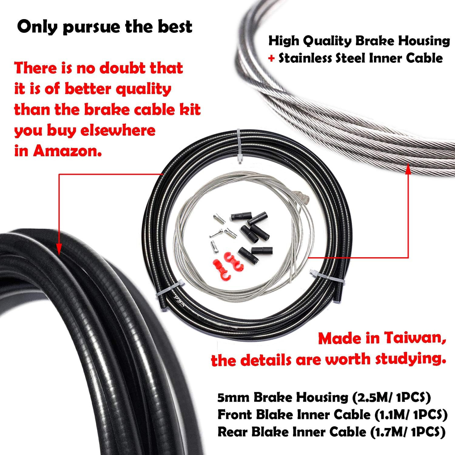 Mechanical Bike Disc Brake Kit, Including Front and Rear Caliper, Brakes Cables,