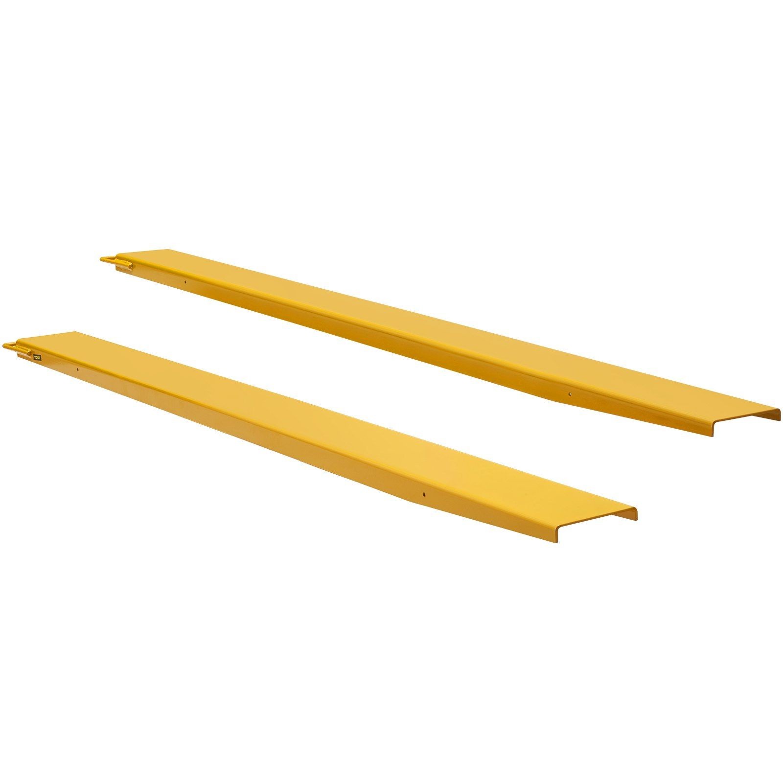 Powder Coated Steel Fork Extensions 96in x 4.5in 4000lb Load Yellow