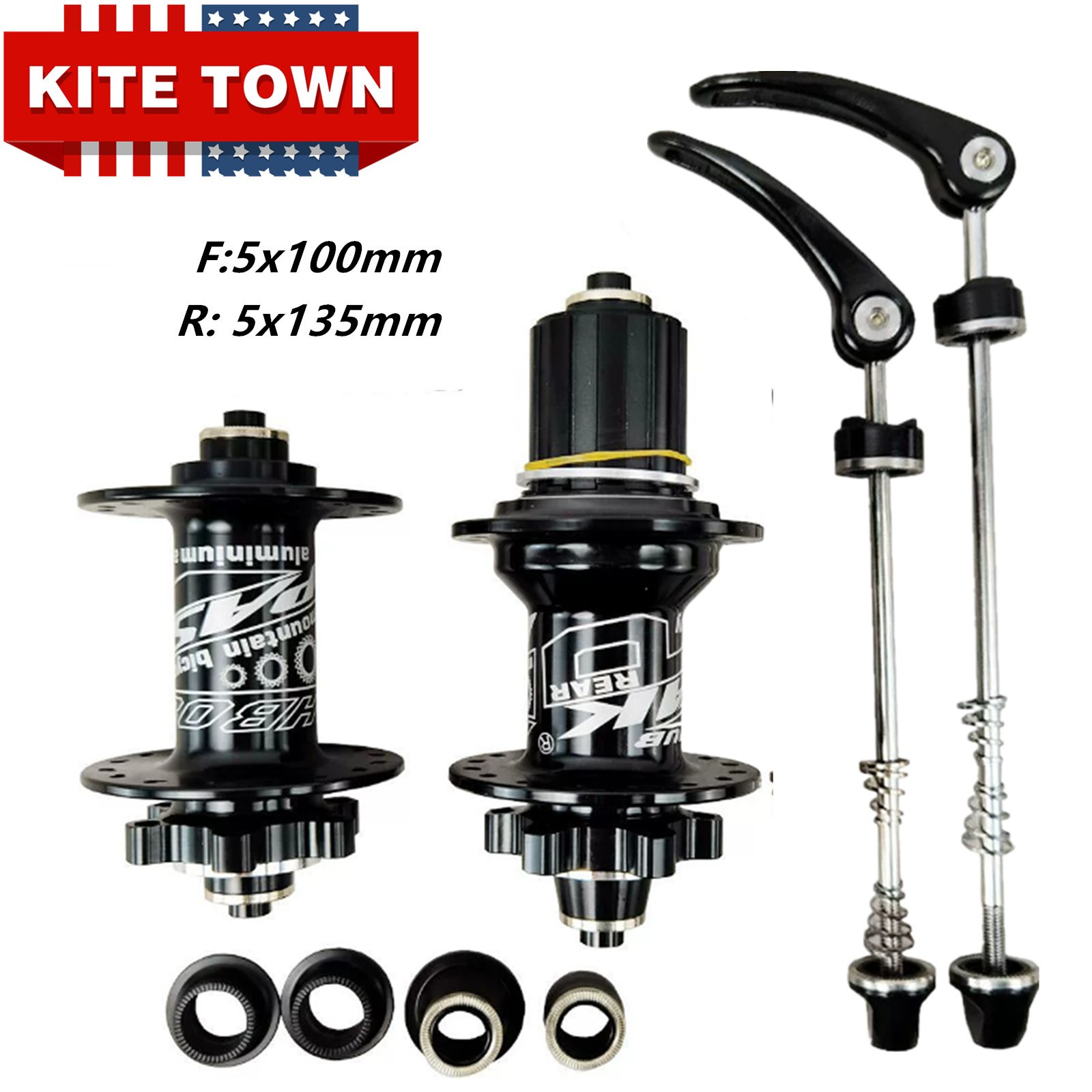 Mountian Bike Hub Set 32H 6 Bolt Qick Release Disc Brake for 8-11S,5×100+5×135