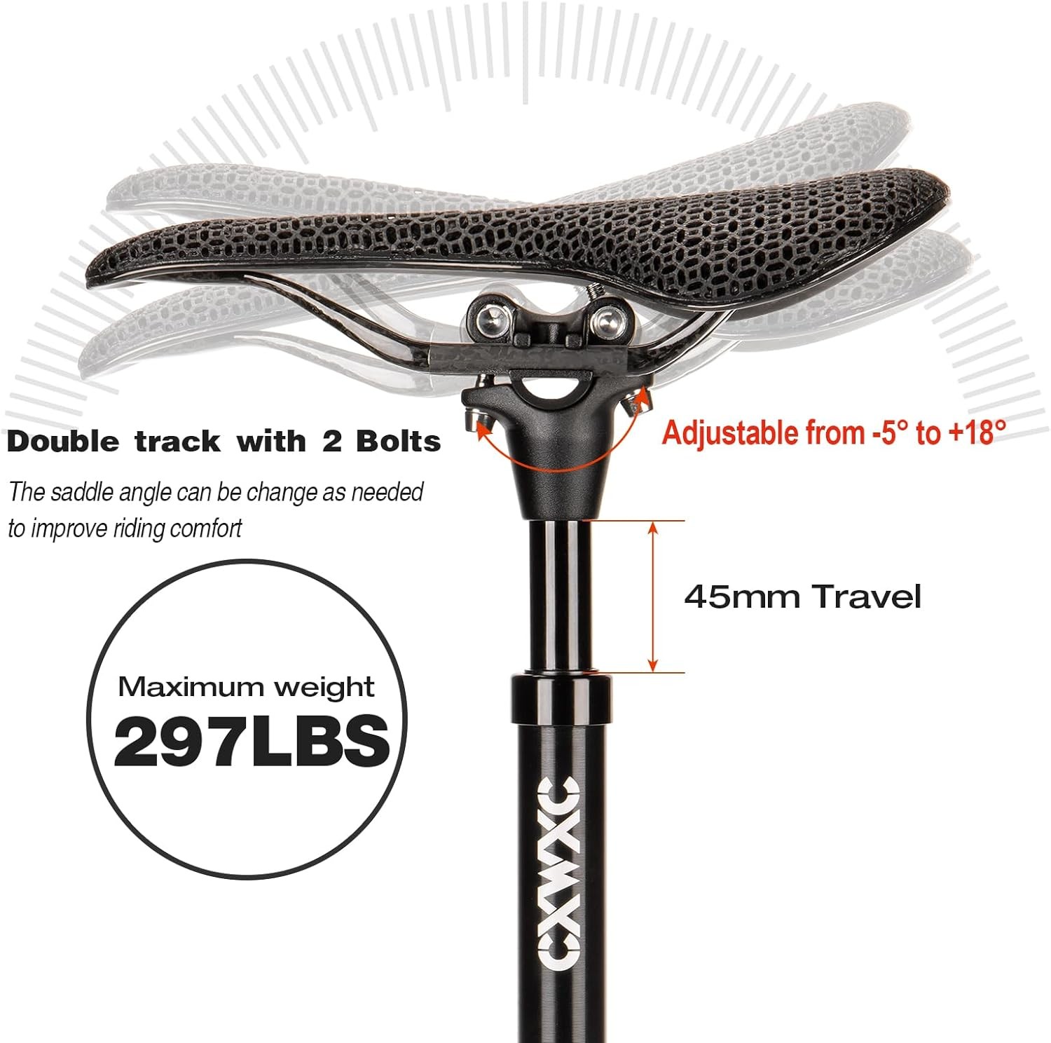 CXWXC Suspension Seatpost 27.2 30.9 31.6mm x 400mm – Shock Absorber Bicycle Seat