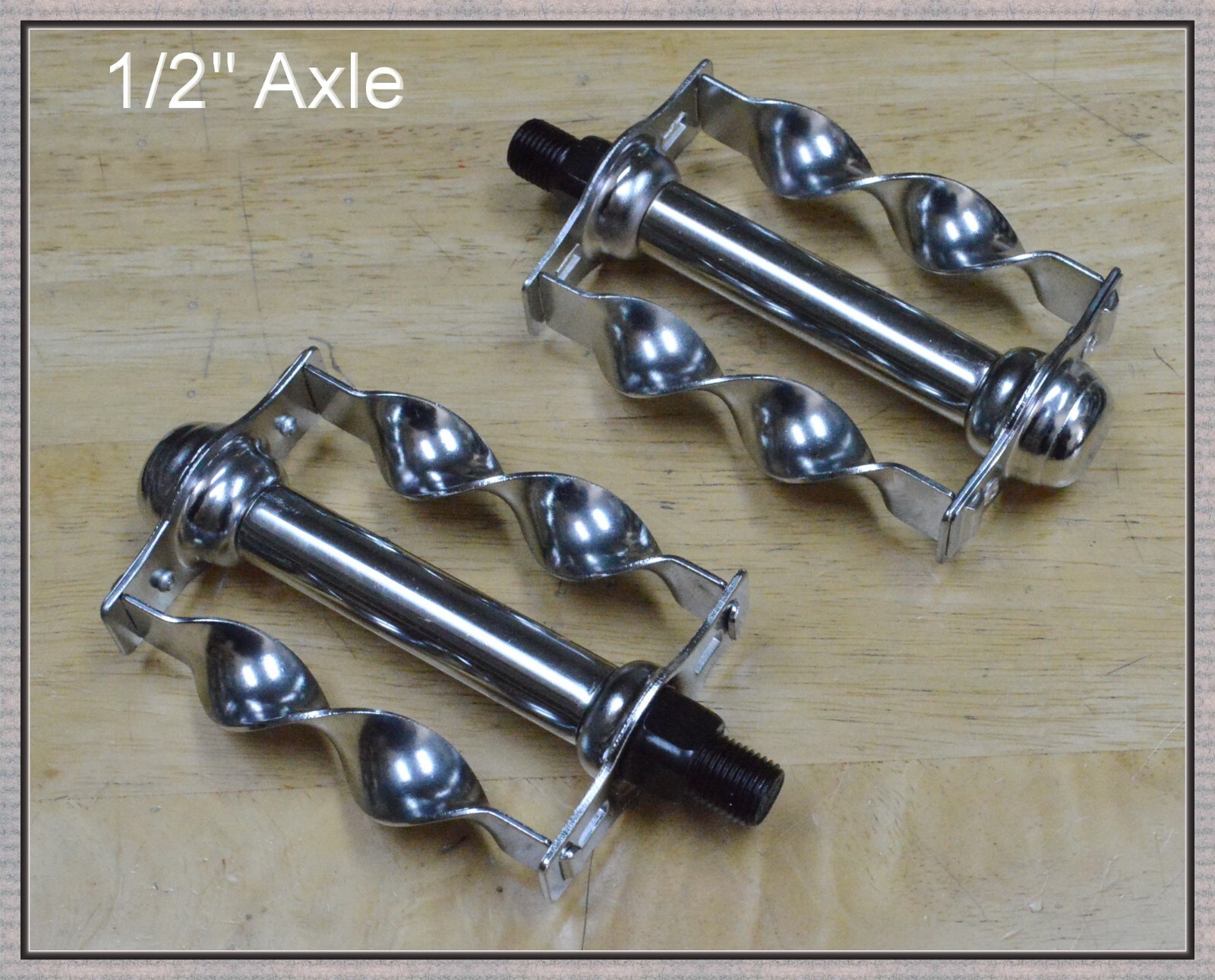 Vintage Lowrider Flat Twisted Bicycle Pedal Chrome 1/2″ Beach Cruise Bike