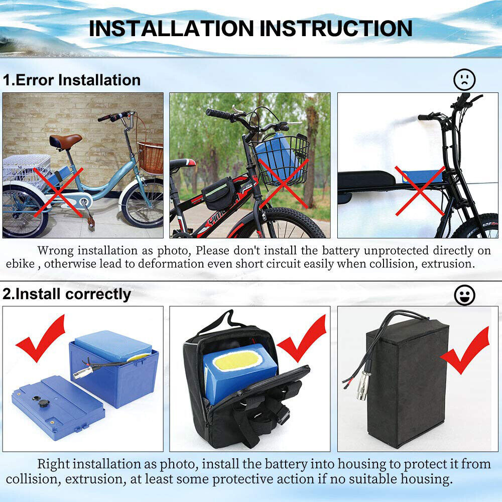 UPP Ebike Battery 36V 48V 52V 72V 40Ah Lithium eBike Scooter Motorcycle Battery