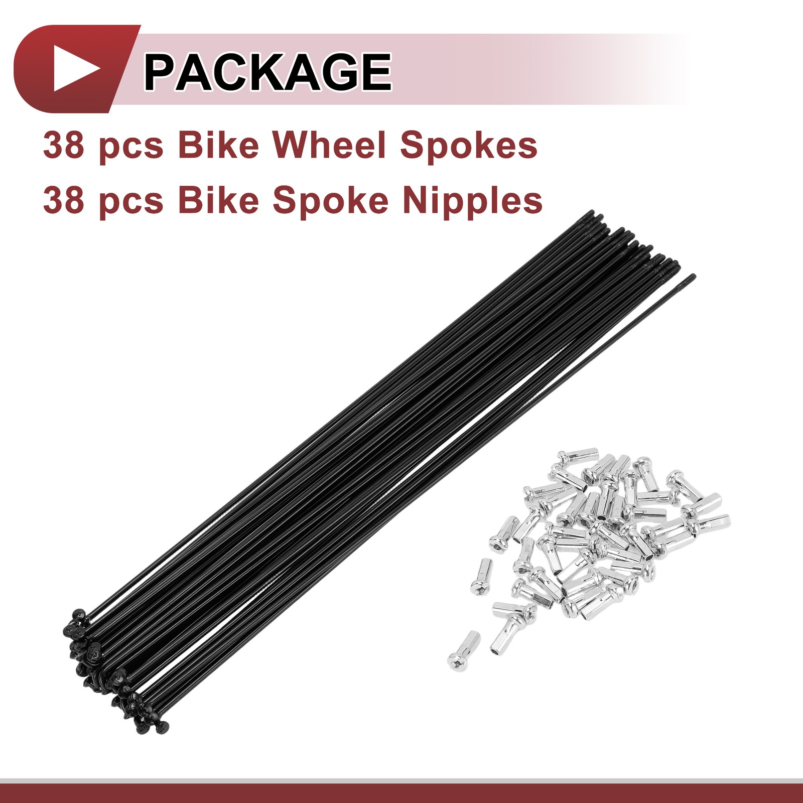 38 Set 14G Bicycle Spoke 231 mm 14G Bike Wheel Spoke Carbon Steel Black