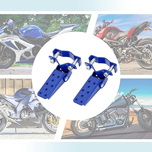 1 Pair 8mm Stainless Steel Universal Motorcycle Folding Rearsets Rear Blue