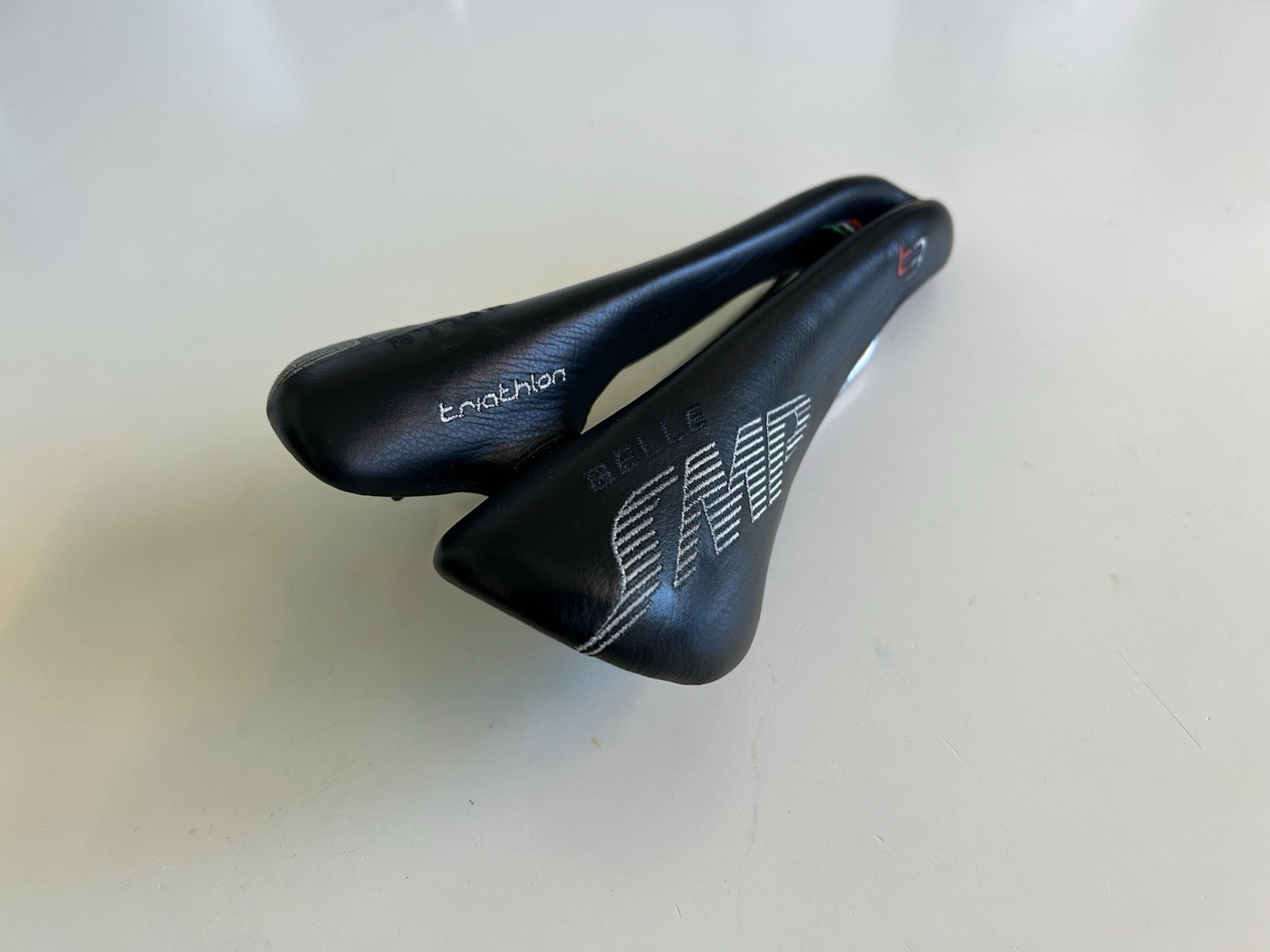 Selle SMP T3 Triathlon Bike Saddle – Black Leather – AISI 304 Stainless Rails