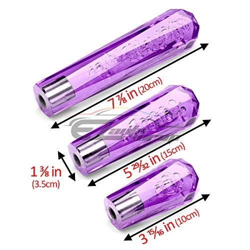 Shift Knob Stick Crystal Transparent Bubble Throw Gear Shifter 20cm Purple