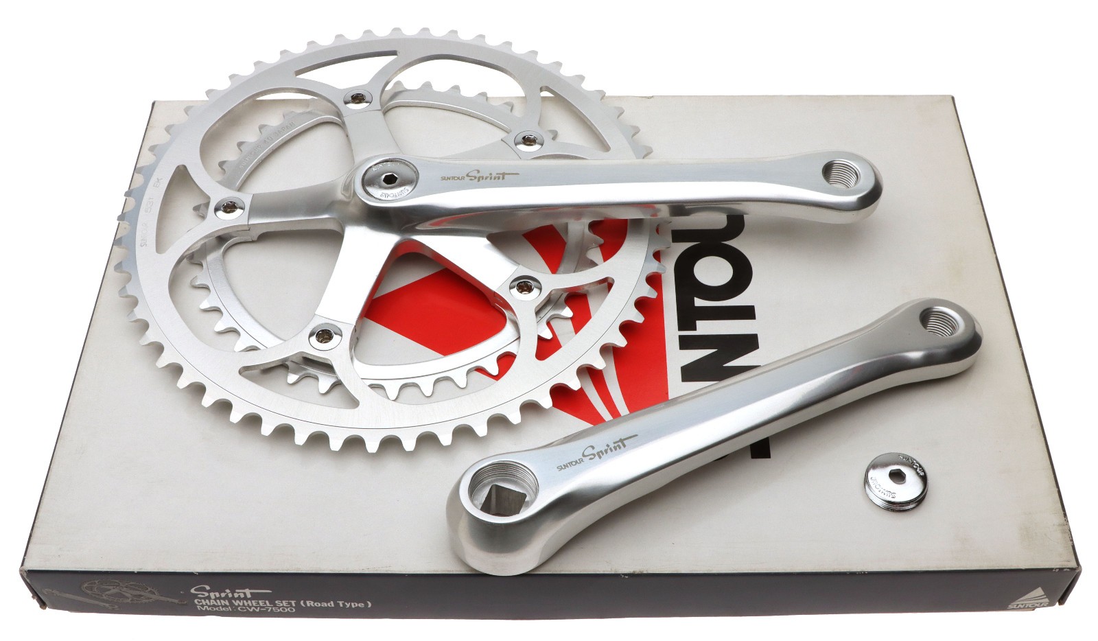 Sun Tour Sprint CW-7500 Road Cranks 7SPD 172.5mm 53/39 Silver NOS NEW
