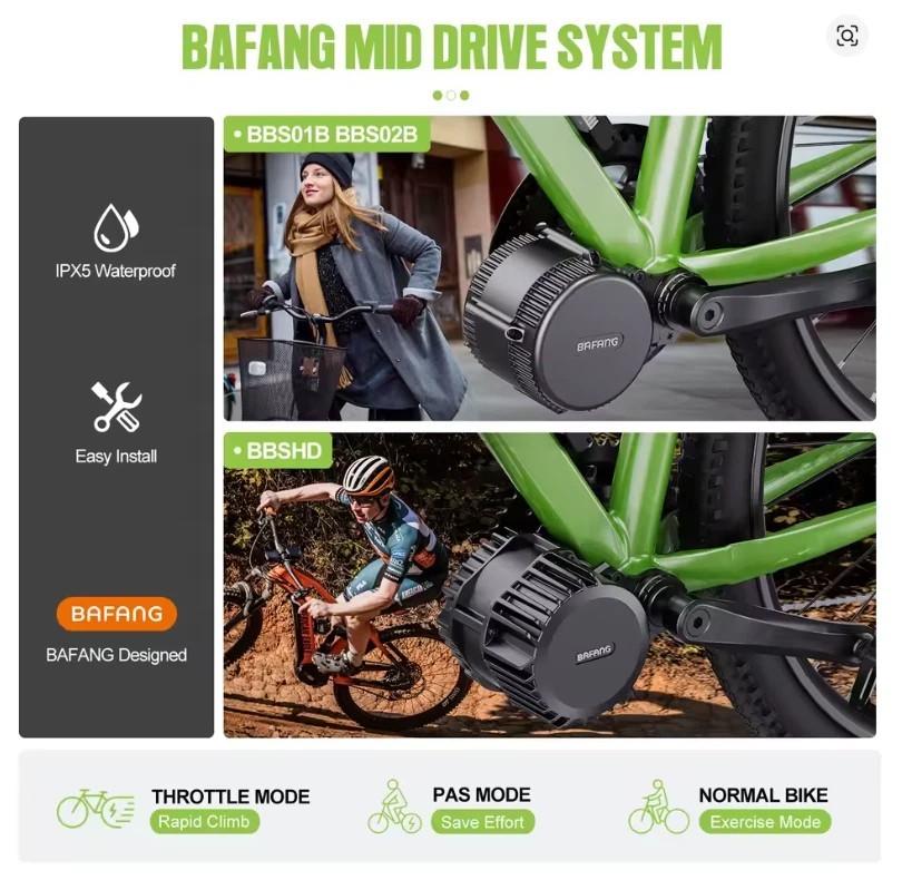 Bafang Mid Drive Motor BBS01 BBS02 UART 36V-48V 250W-750W Conversion Kits BB68mm