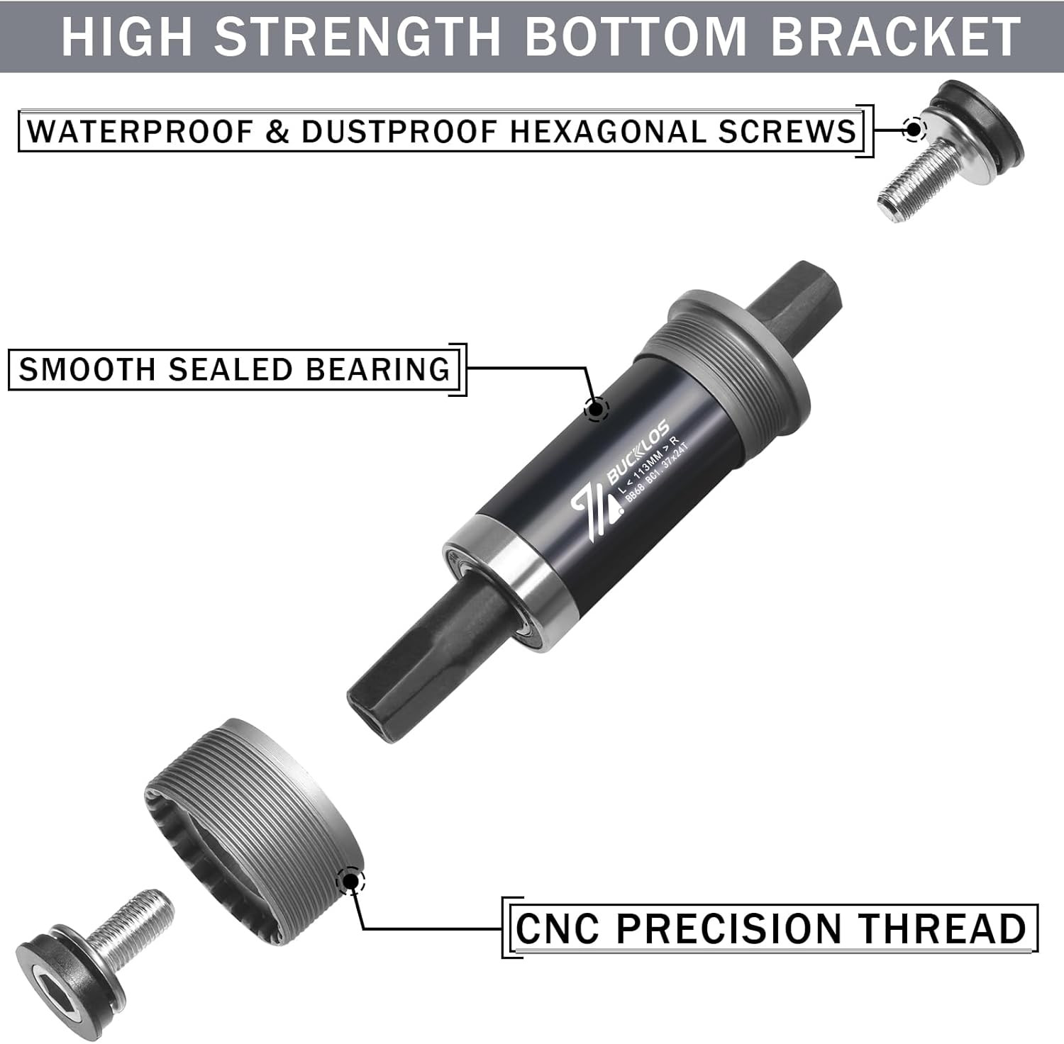 Bike Square Taper Bottom Bracket – 68/80/90/100/110/120×110.5 113 116 118 122…