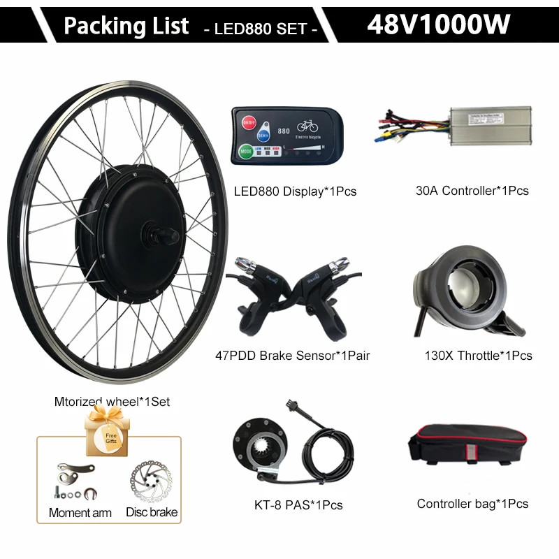 48V 1000W Front Drive Gearless Brushelss Hub Motol for E-bike Conversion Kit