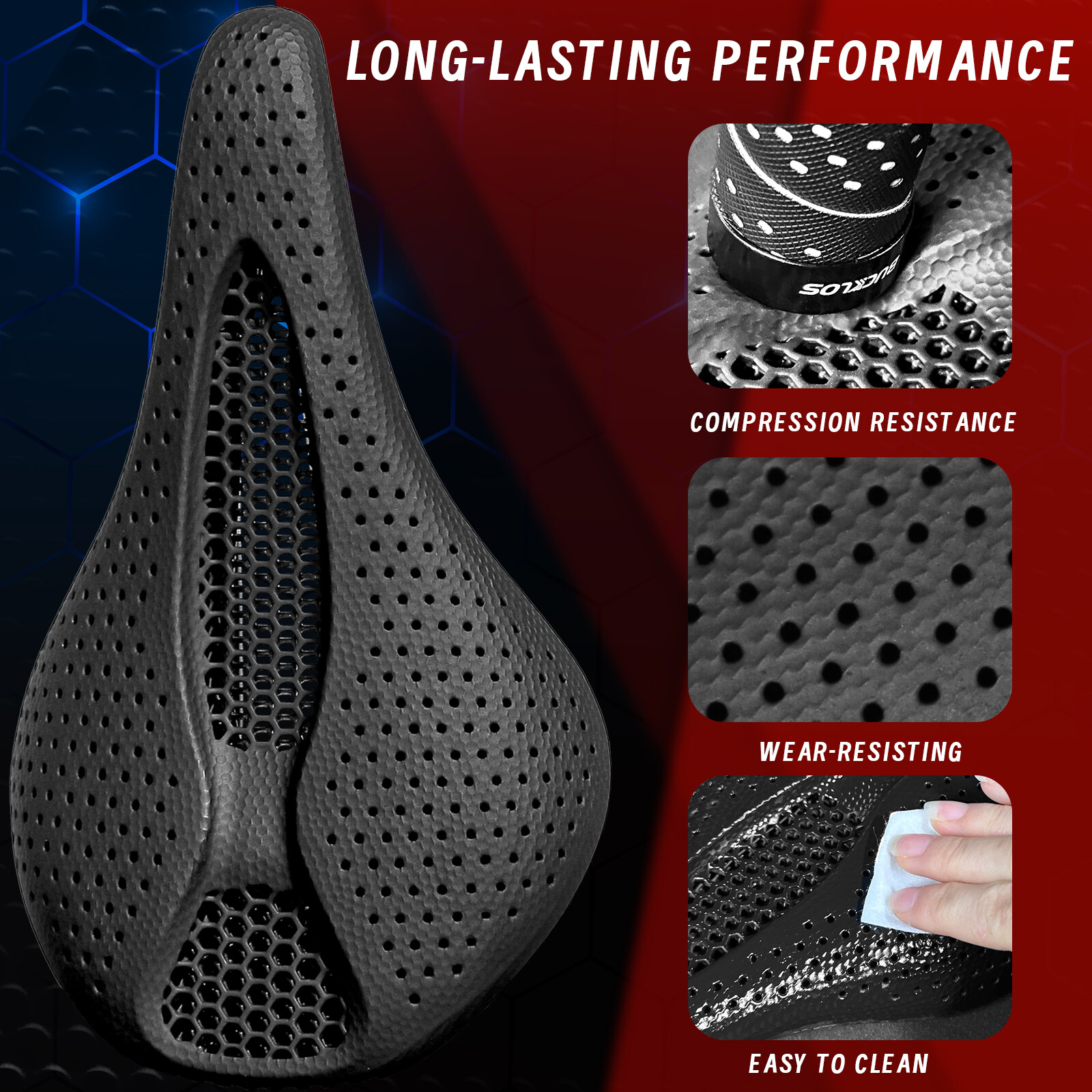 BUCKLOS 3D Printed Bike Saddle Carbon 143/155mm MTB Gravel Road Bike Seat​ 7×9mm