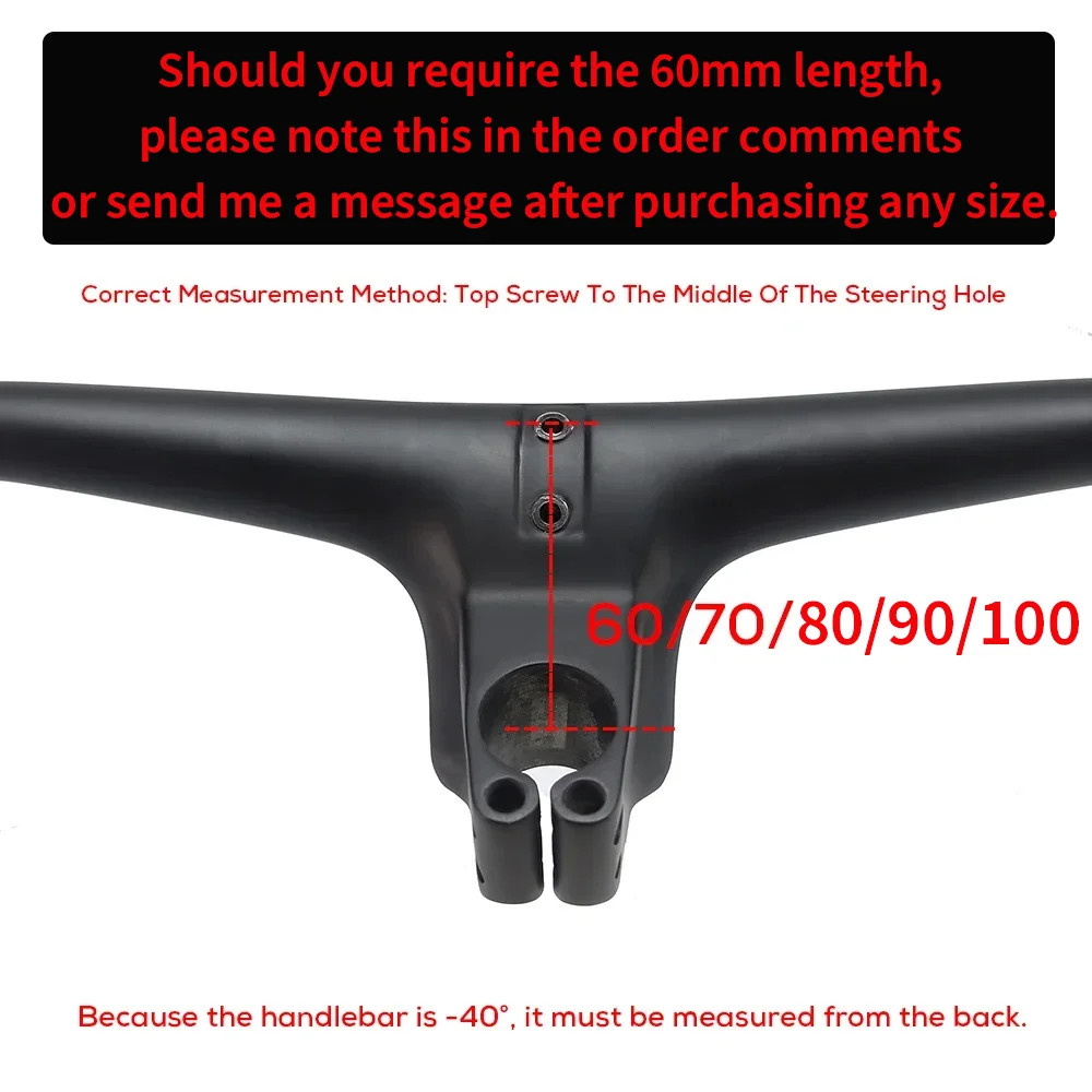 -40 Degree Full Carbon Fibre Integrated Mountain Bike Handlebar 60-100mm Stem