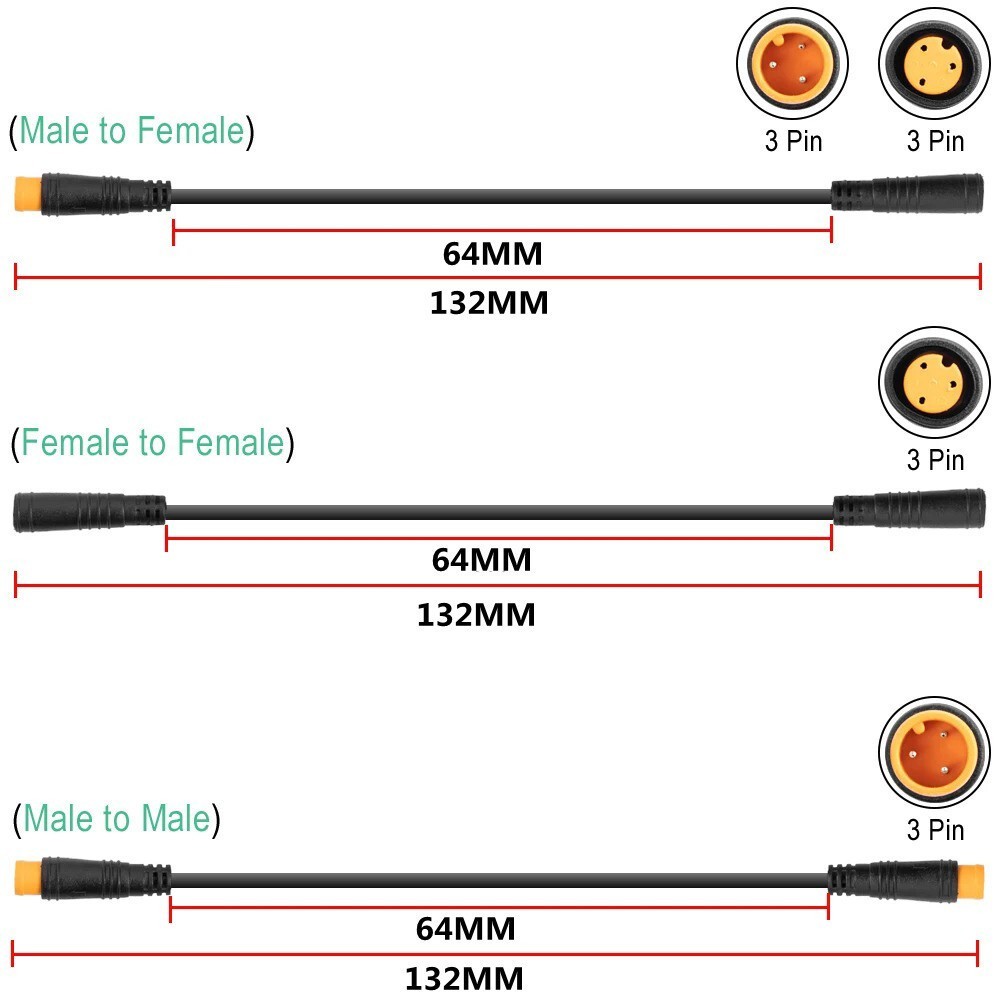 3 Pin E-bike Extension Cable Female to Male HAU