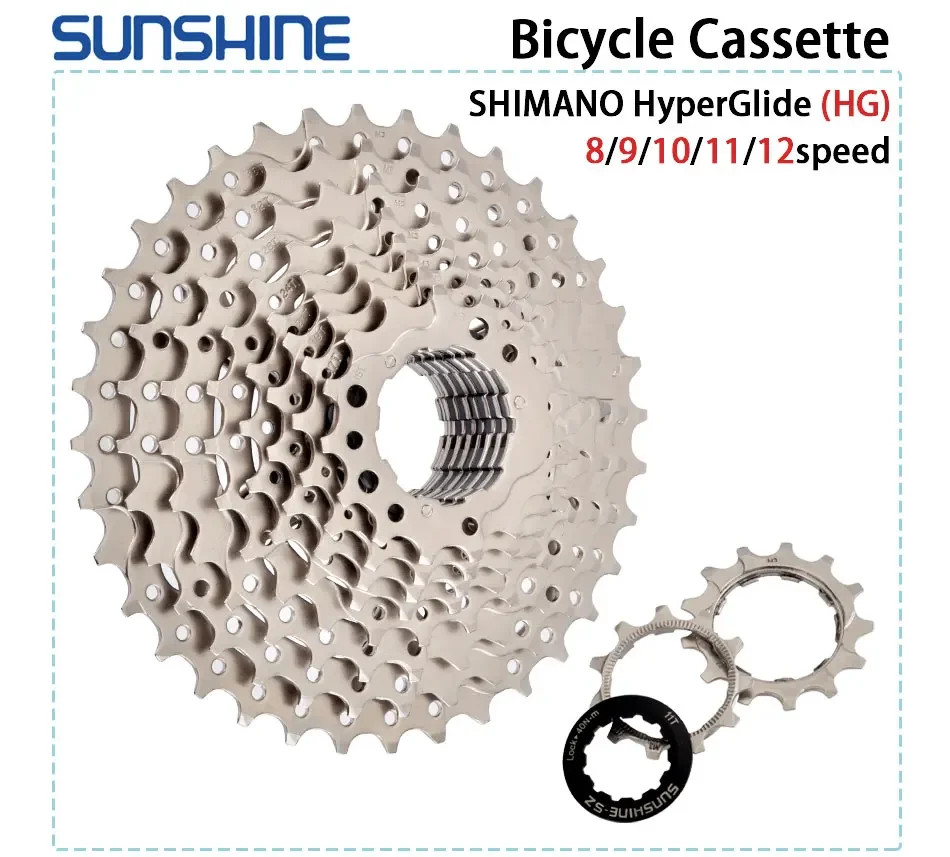 SUNSHINE Road Bike Cassette Bicycle Freewheel 8/9/10/11/12 Speed 23/25/28/32/34/