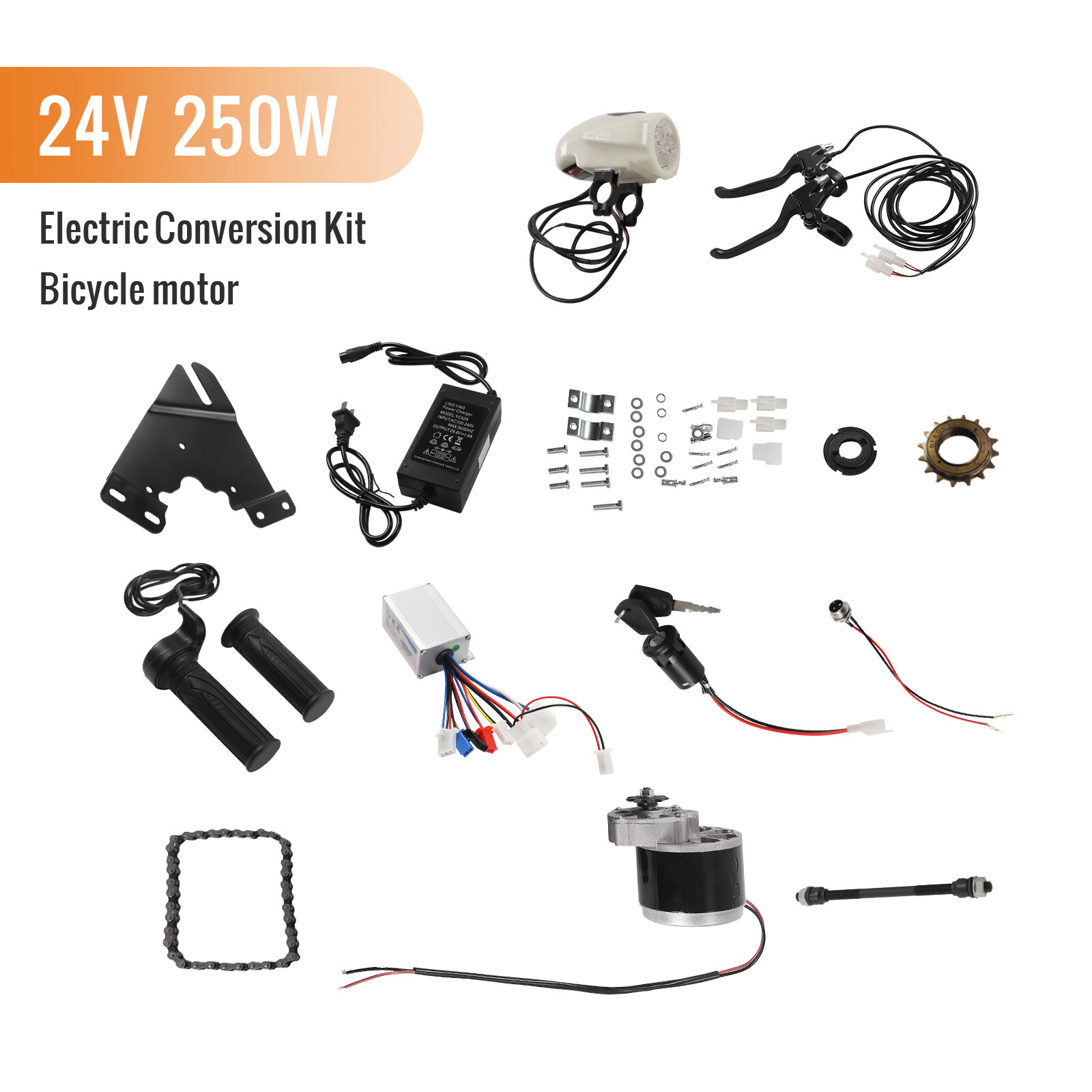 24V 250W Electric Bicycle Conversion Kit E-Bike Cycling Brush Motor & Controller