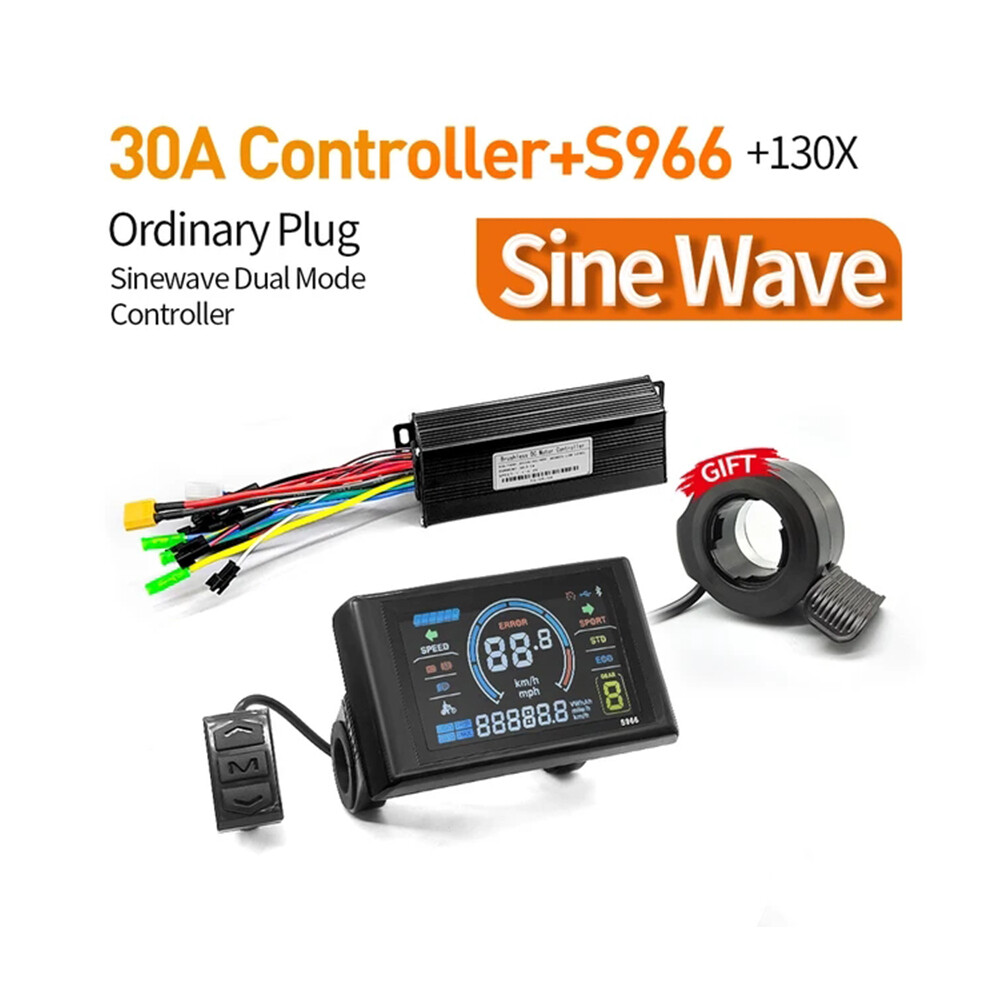 Ebike 36V 48V 30A Sinewave Controller+S966 LCD Display for 1000W Brushless Motor