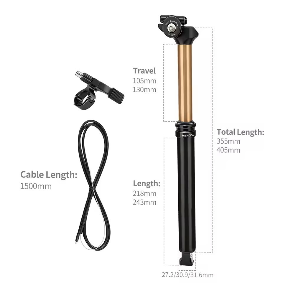 Bicycle Dropper Seatpost Internal Routing MTB Remote Control Hydraulic Lifting