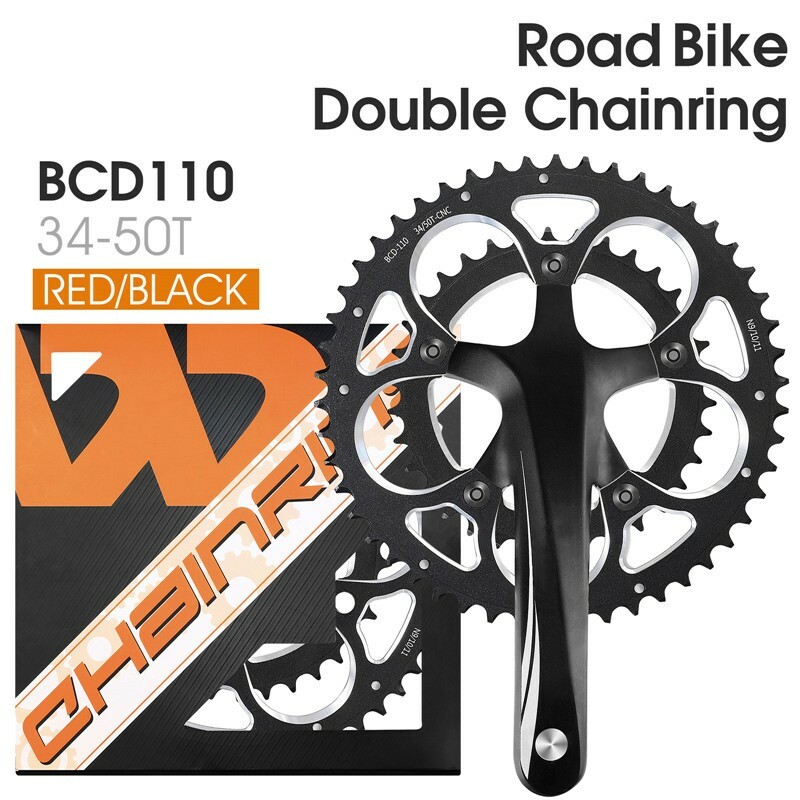 WEST BIKING Road Bike Chainring 110BCD 34T/50T Tooth Plate 8/9/10/11 Speed Black