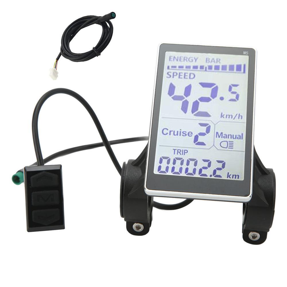 Ebike 24V 36V 48V 60V M5 LCD Display Speed Power Meter Control Panel 5 Pin SM/WP