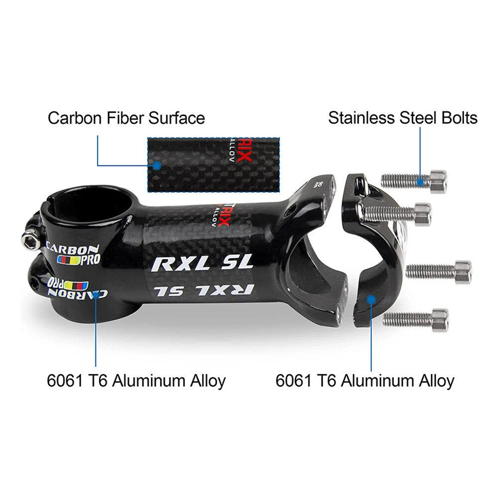 Carbon MTB Bicycle Handlebar Stem 6 Degree 31.8mm 60-120mm Road Bike Stem