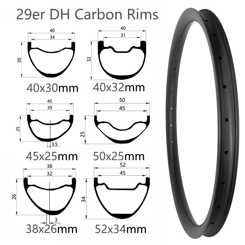 29er Downhill Bicycle Carbon Fiber Rims Tubeless Clincher Mountain Bike Wheels