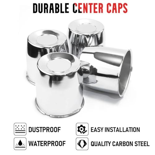 RT 4PCS 4.25″ Hub 4.33″ H Center Caps Push Through Hub Cap Chrome for Trailers