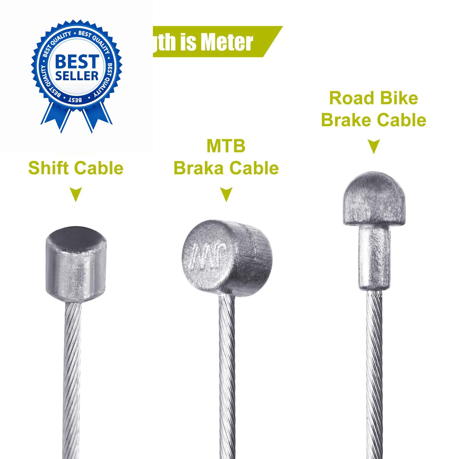 Boao Universal Bike Brake Cable Kit 4 millimeters, 5 Green