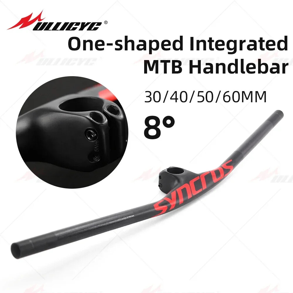 28.6mm 8 Degree Full Cabon Fiber MTB Bicycle Integrated Handlebar 740mm