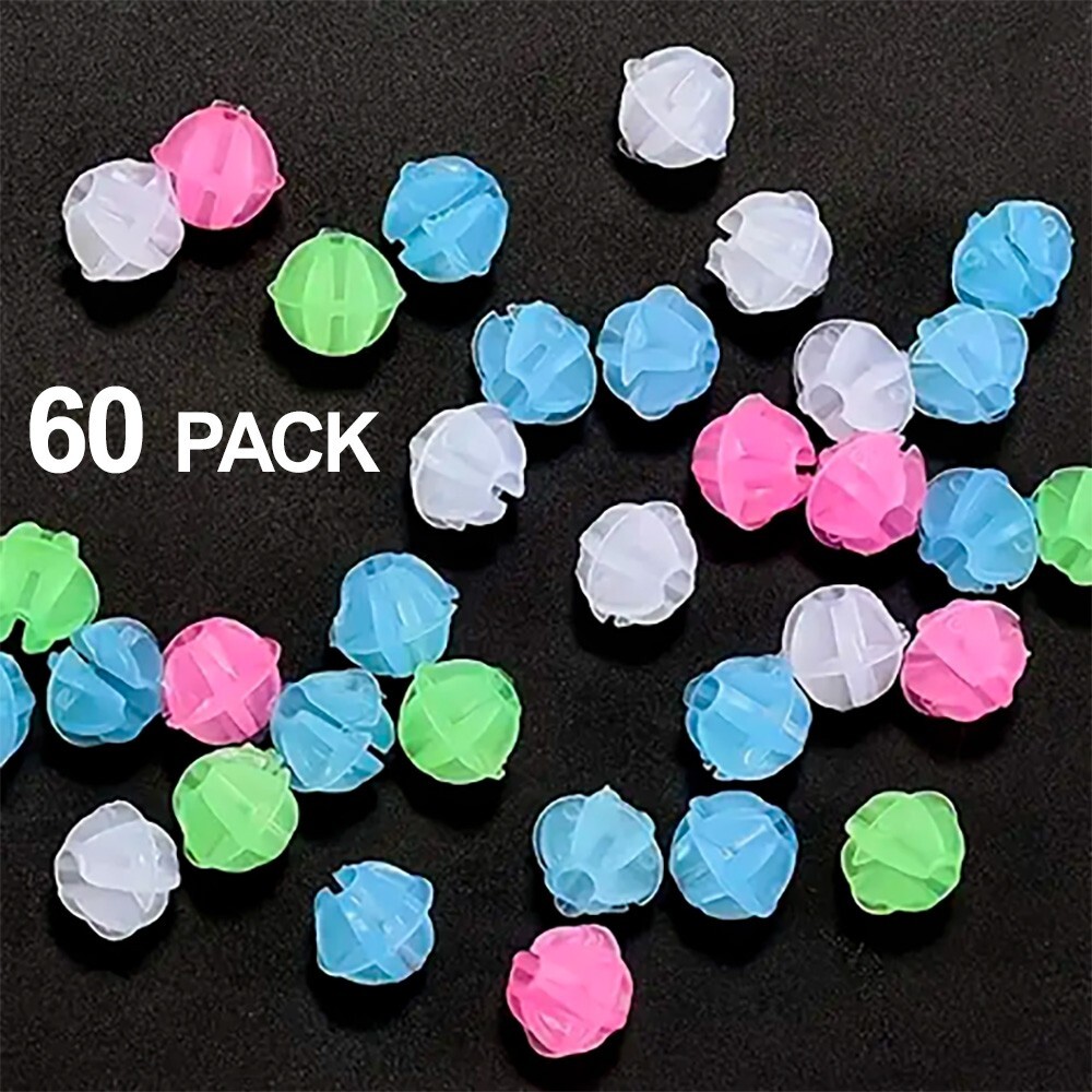 Glow in the Dark Bicycle Spoke Beads – 60 pack – Pink, Blue, White, and Green