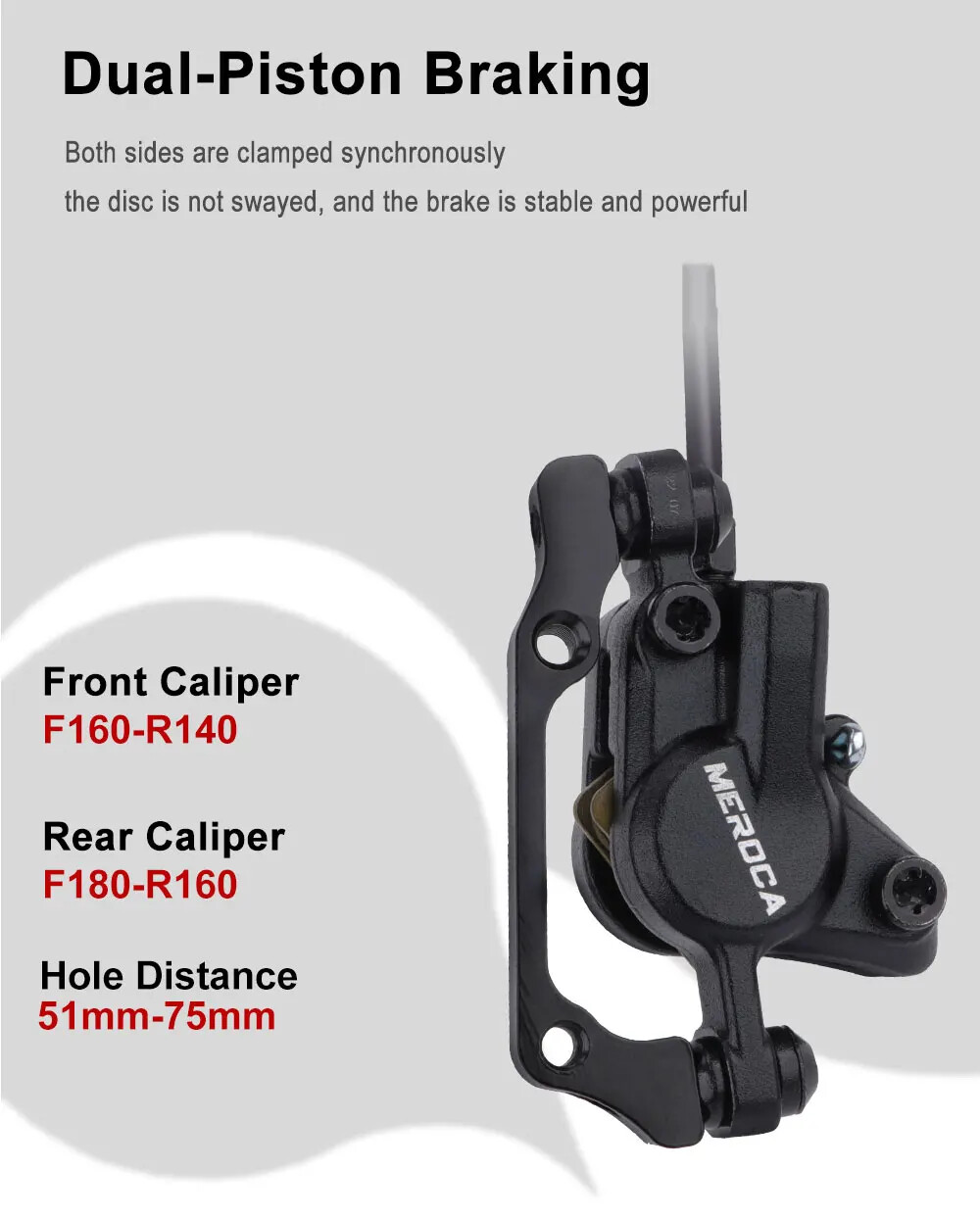 Mountain E-bike Oil Brake Caliper Power Off Hydraulic Disc Brake Sets 800/1500mm