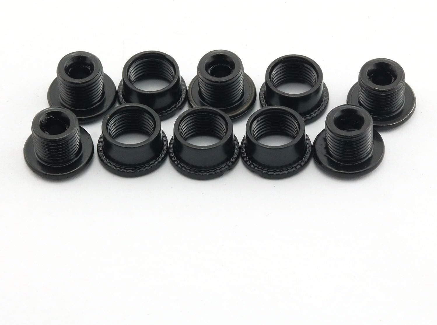 Durable MTB Chainring Fixing Bolts – Set of 5 Black 4.9mm High Strength Steel