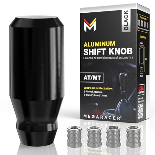 Premium Shift Knob – 4 Metal Threaded Adapters, 4 5 6 Black Short Cylinder