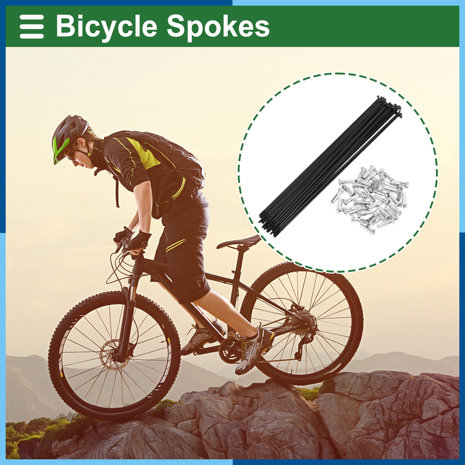 14G 280mm Length Bicycle Spokes Nipple Carbon Steel Black Universal