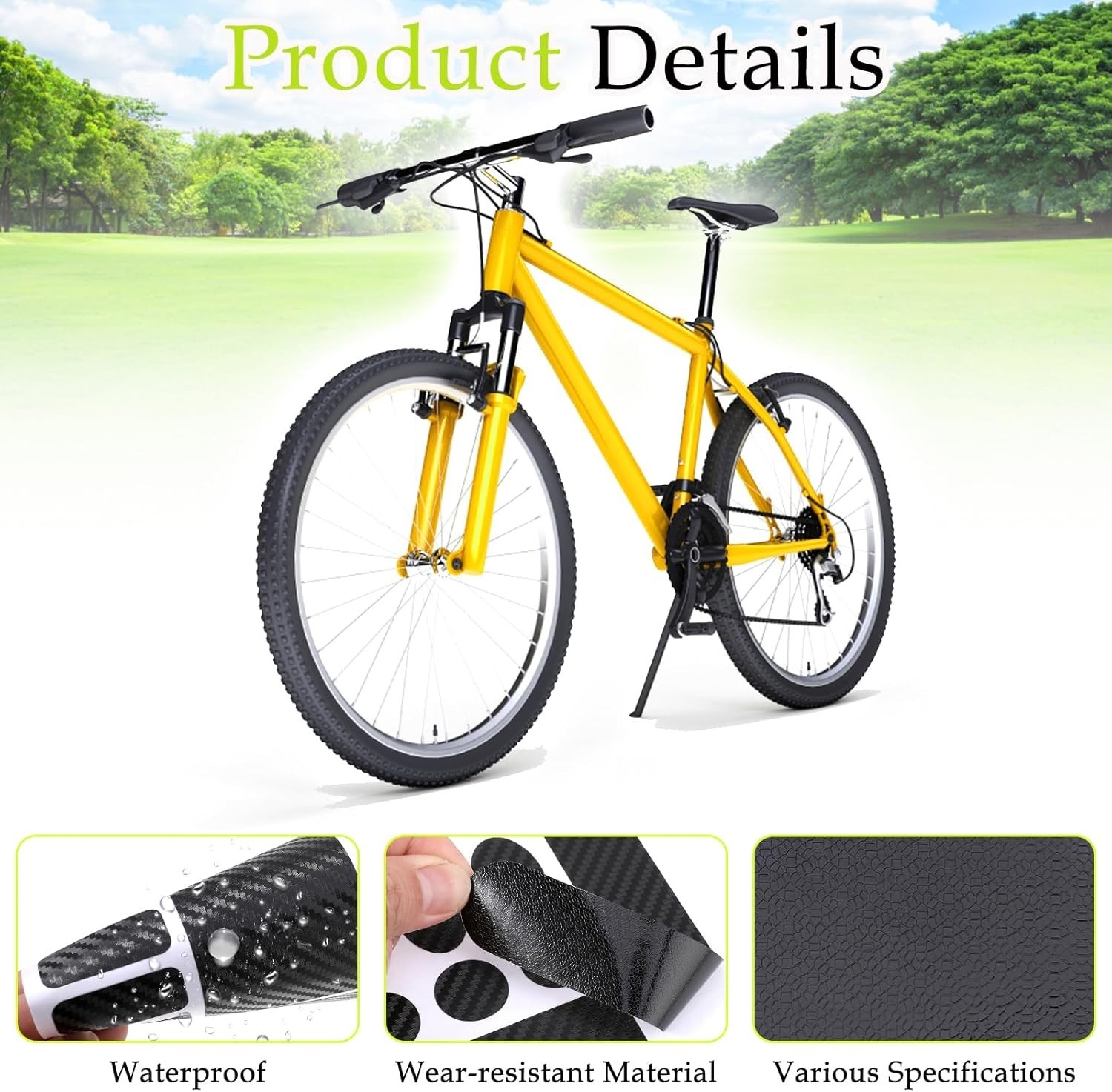 Durable 3 PCS Bike Frame Protective Stickers – Waterproof PVC Chainstay Covers