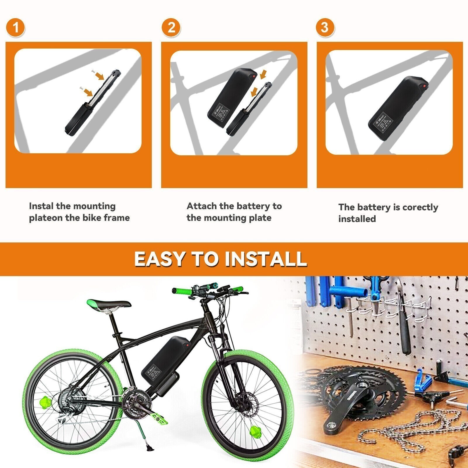 Ebike Lithium Battery 36V 5-Pin Electric Bike Battery for 80-1000W Bicycle Motor