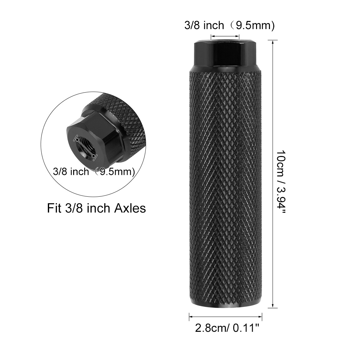 2 Pcs Aluminum Alloy Cylinder for BMX Bicycle Axle Rear Foot Pegs Footrest Black