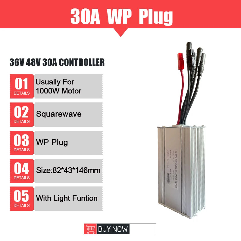 Ebike Controller 36V 48V 250W-1500W Waterproof Plug 15A/17A/22A/25A/30A/35A