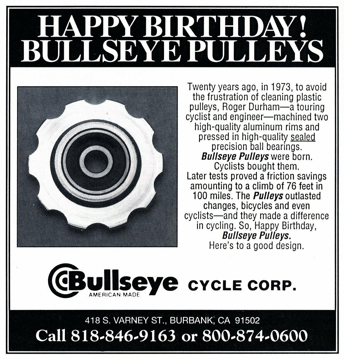 Bullseye Pulleys NOS *BLACK* For Vintage Campy Shimano Suntour & Others
