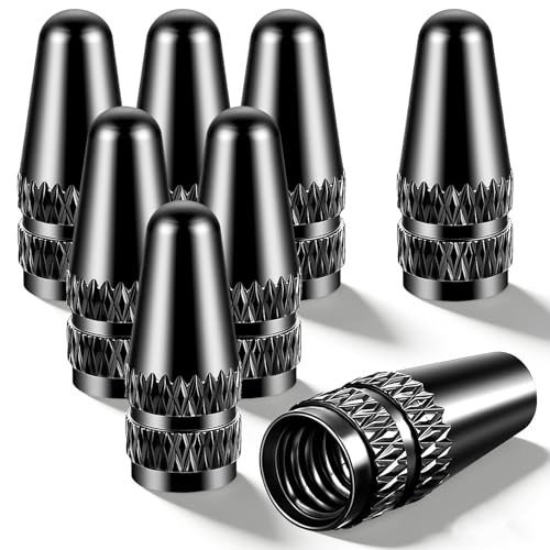 Abeillo Black Presta Valve Cap, 8 Pack Aluminum Anodized Bike Valve Stem Caps