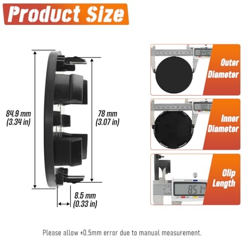 4Pcs 85mm(3.35in) Wheel Center Caps Wheel Rims Replacement 40342-5ZM1A 40342