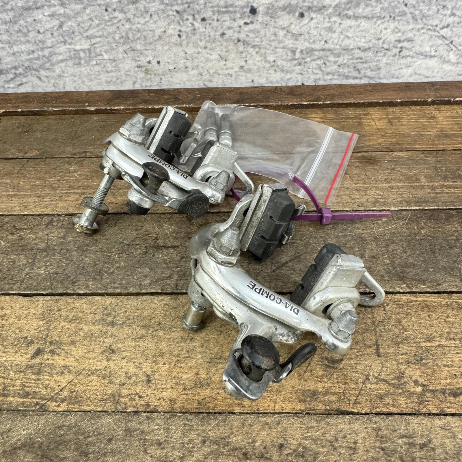 Vintage Dia Compe 400 Caliper Brakes Set Recessed Side Pull Road 80s Bike Japan