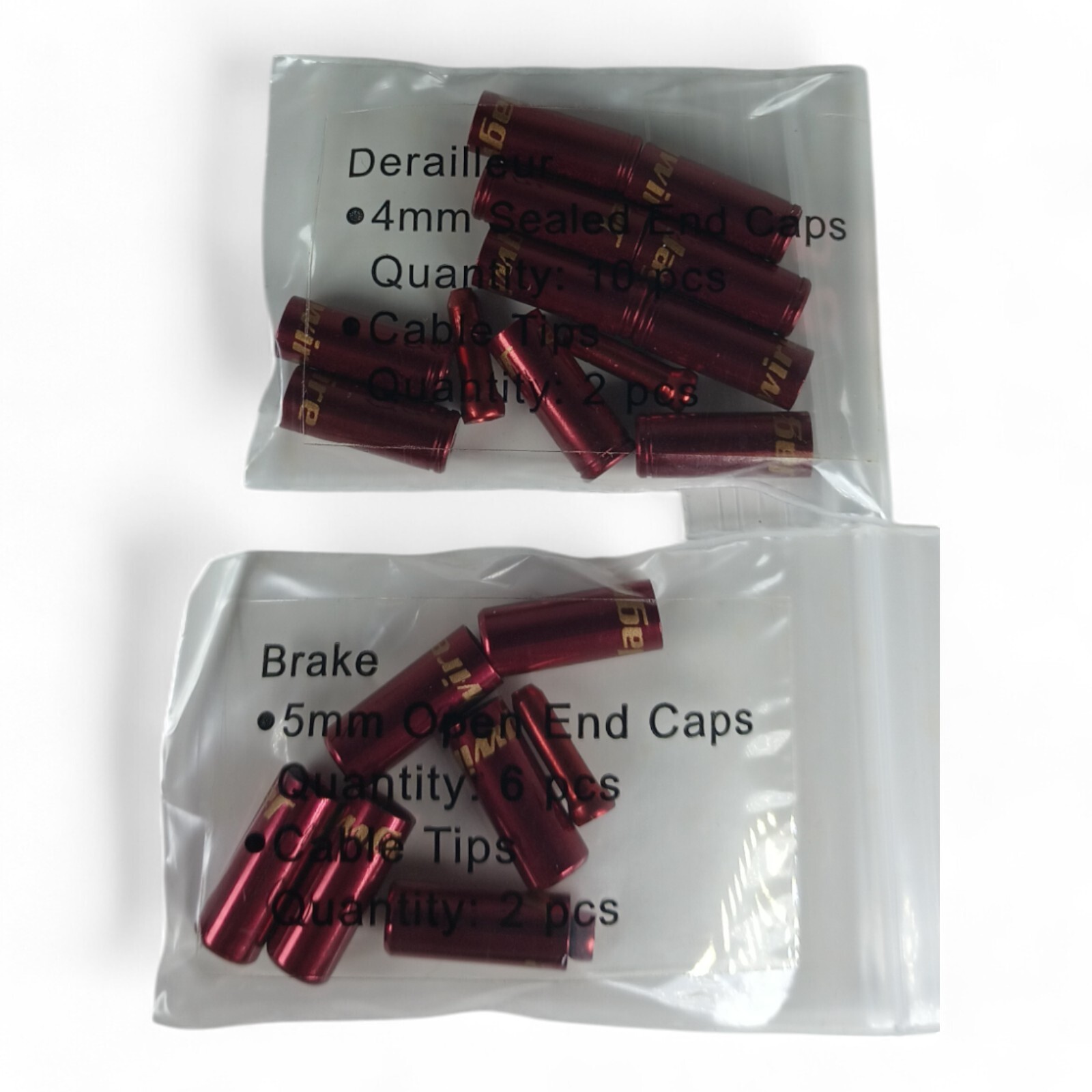 Jagwire Pro End Caps Red Brake 10pcs 5mm 6pcs gear 4mm & cable tips