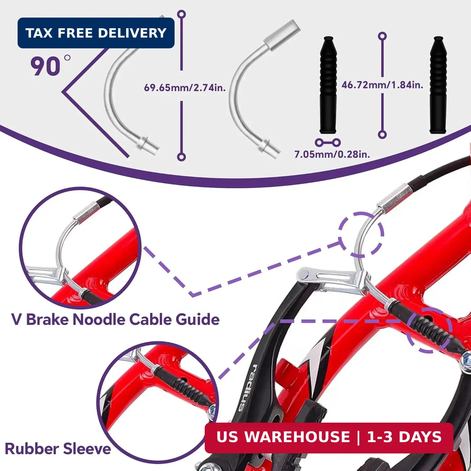 103PCS Universal Bike Brake Cable Kit with Stainless Steel Bike Cable Cutter, Bi