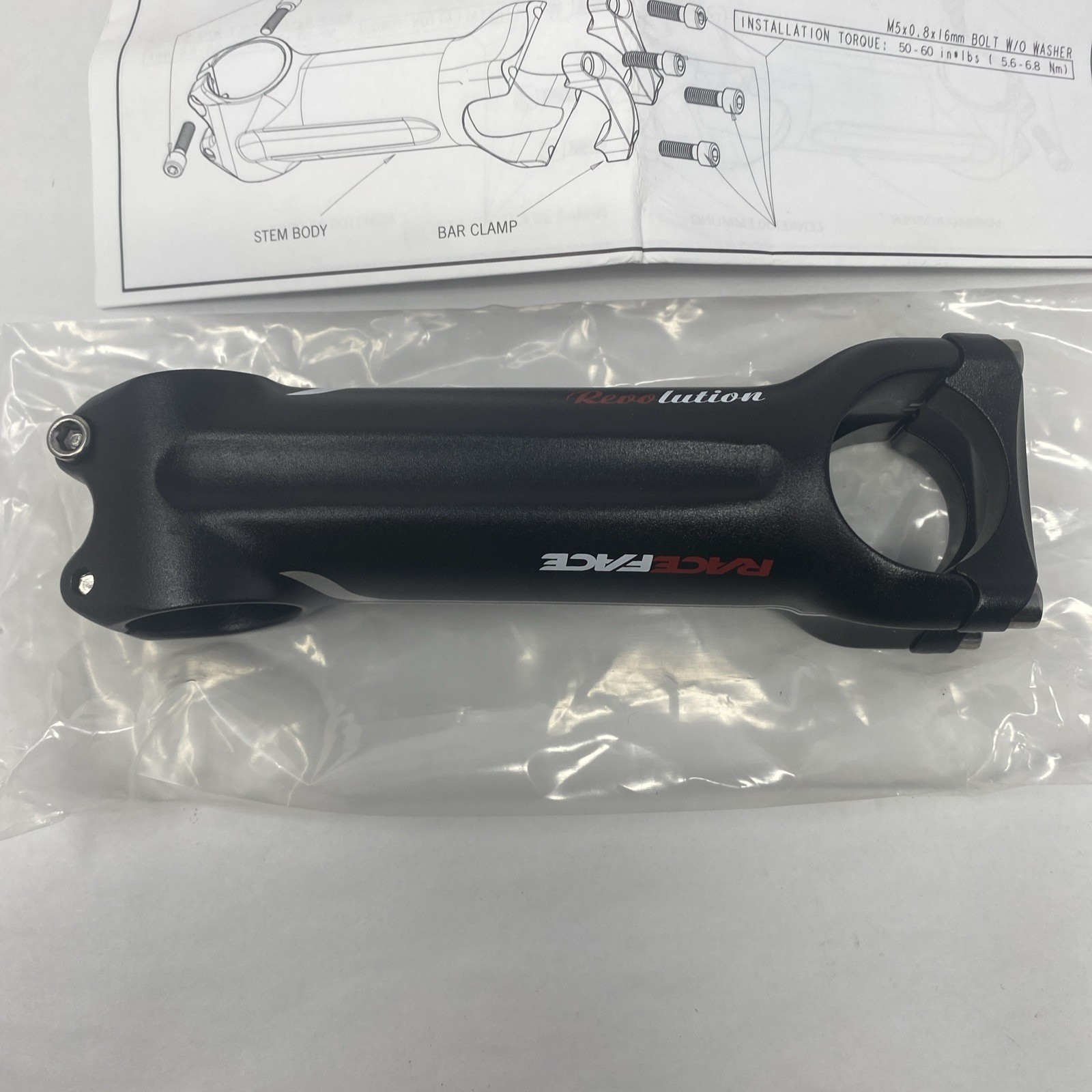 RaceFace Revolution Stem – 120mm 15.07 120×8 Black Open Box New w/ Box Manual