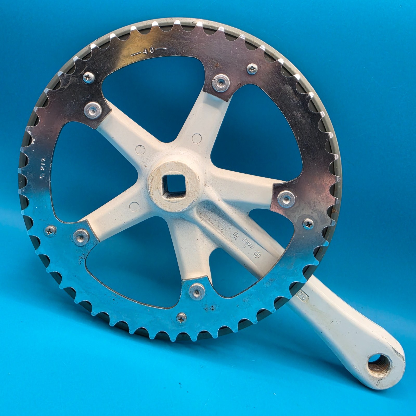 Sakae FT Single Speed Square Taper Crankset 170mm 46 Tooth White Alloy f22