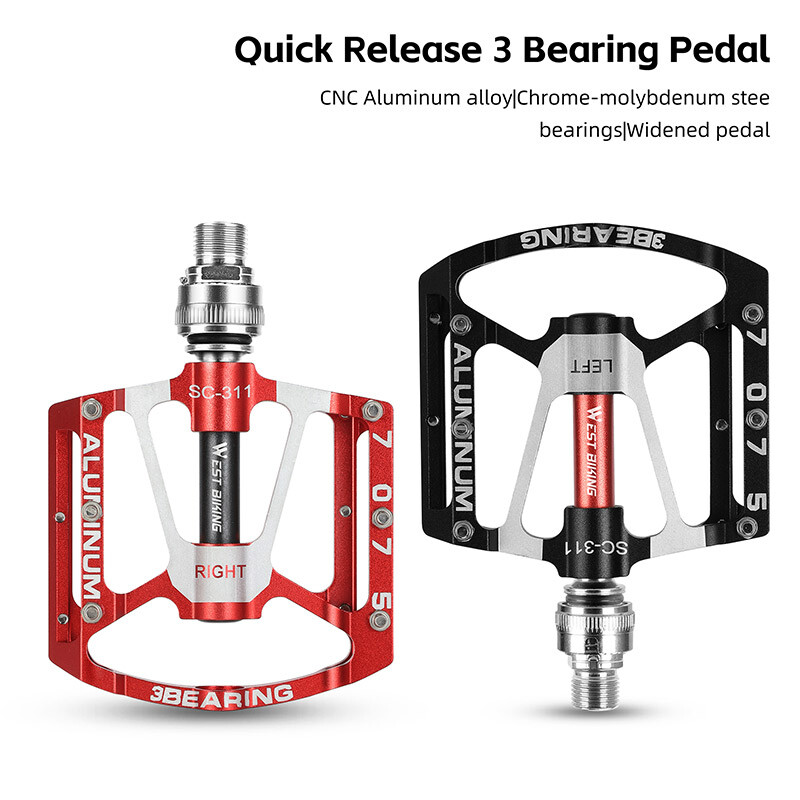 WEST BIKING Quick Release Bicycle Pedals 3 Sealed Bearing Bike Pedals a Pair