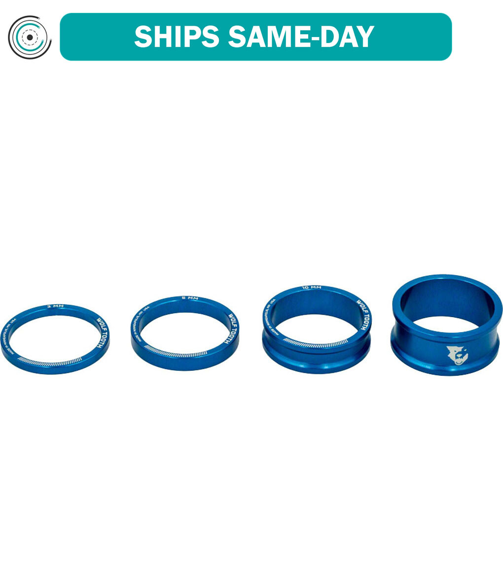 Wolf Tooth Headset Spacer Kit 3, 5, 10, 15mm, Blue