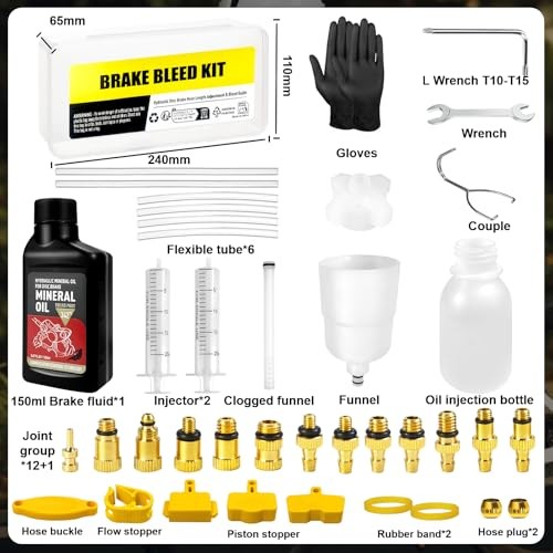 Brake Bleed Kit for Shimano, TEKTRO, TRP Hydraulic Disc Brakes, Mineral Oil Set